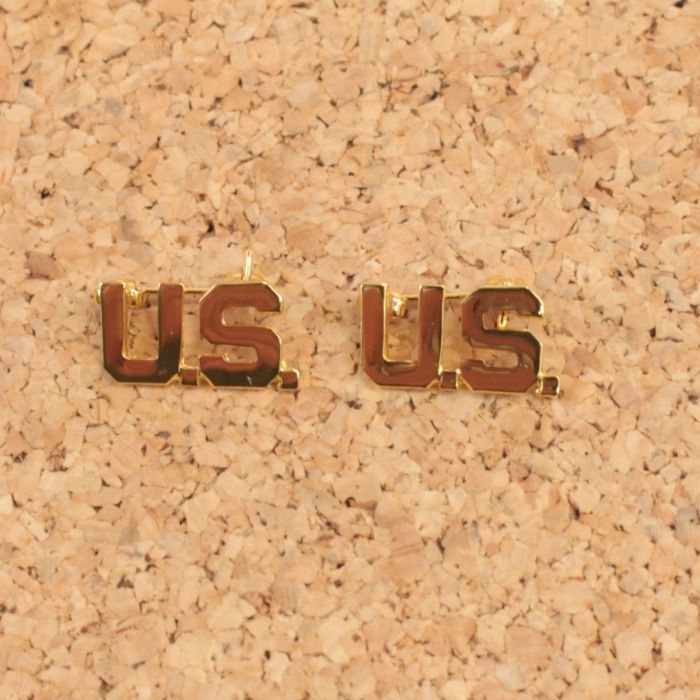 American Officers US Letters Metal Collar Badges with Pin Back Fastener American Officers US Letters Metal Collar Badges with Pin Back Fastener