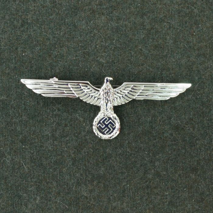 WWII German Heer Army Breast Eagle Iron Cross Silver on Field Grey Wool