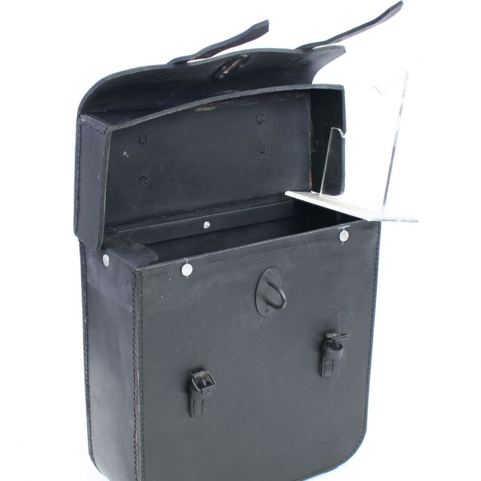 German Motorbike Black Leather Motorcycle Pannier