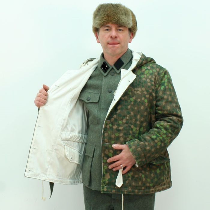 Peas Pattern Camouflage Parka WW2 German SS Winter Padded Reversible to white Jacket by RUM