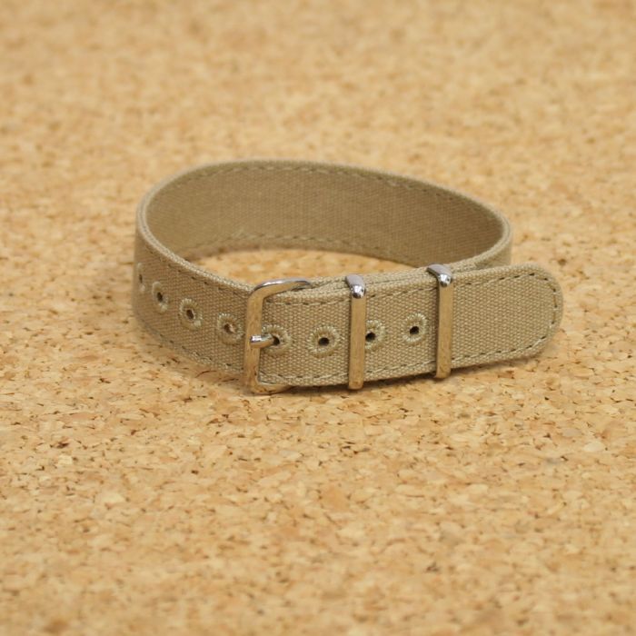 MWC Retro Pattern 18mm Canvas Military Watch Strap in Khaki