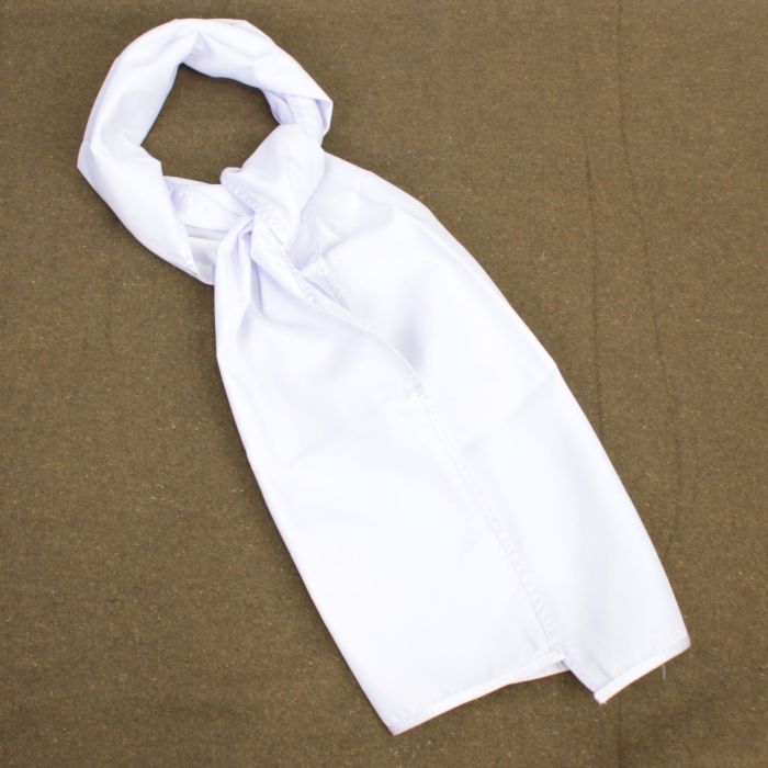 White silk shop neck scarf