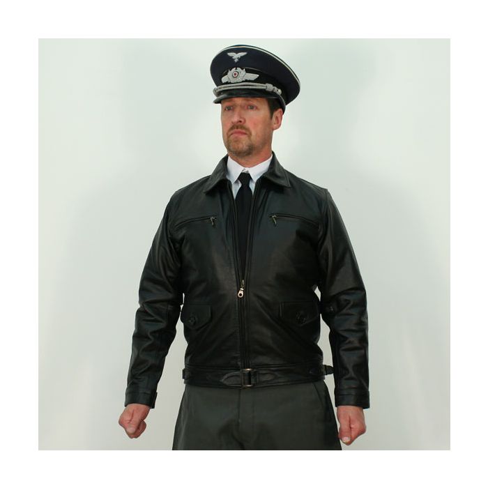 German WW2 Luftwaffe Pilots Black Leather Jacket