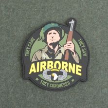 101st Airborne "They Conquered" Rubber Hook & loop Badge