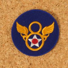 USAAF 8th Air Force patch. British made style with stubby wings on felt