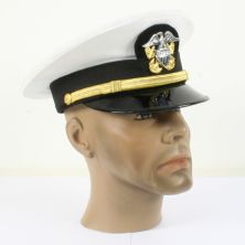 US Navy Peak Cap USN Lieutenant White Officers cap.