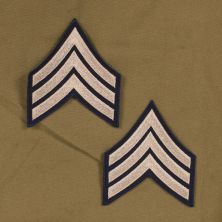 WW2 American Army Sergeant Rank Stripes. Khaki on Blue.