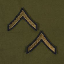 Private First Class American WW2 Army PFC Rank Stripes Green on Blue.