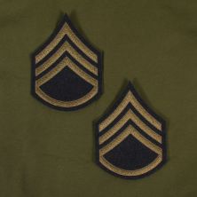 US Army WW2 M43 Staff Sergeant Rank Stripes. Green on Blue.