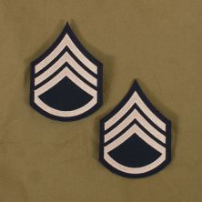 Staff Sergeant Rank Stripes. Khaki on Blue WW2 US Army Stripes.