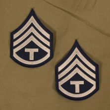 Technician 3rd Grade Rank Stripes. Khaki on Blue.