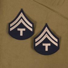 Technician 5th Grade Rank Stripes. WW2 Khaki on Blue stripes.