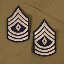 First Sergeant Rank Stripes. WW2 Stripes Khaki on Blue.