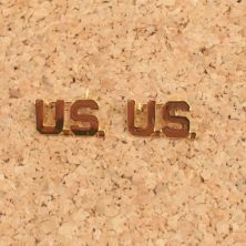 American Officers US Letters Metal Collar Badges with Pin Back Fastener