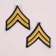 Corporal Rank Stripes. Gold on Green