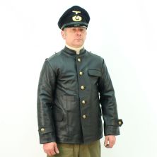 German Naval Engineers Black Leather Jacket