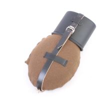 M1931 Water Bottle with Metal cup, leather strap and Brown wool cover, WW2 German 