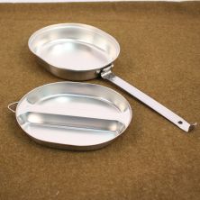 US Army Mess Tin Set Stainless Steel 2 piece Kit Cook Set 