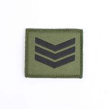 Sergeant rank patch hook and loop backed. Green