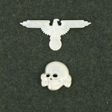SS Officers Cap Badge Set Metal SS Eagle and SS Skull by FAB