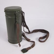 M1938 German Green Gas Mask Tin and Straps by FAB