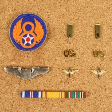 USAAF Officer badge set for A class uniform. 2nd Lieutenant