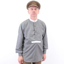 WW1 Collarless 1/2 Button Greyback "Grandad Style" British Army Flannel Shirt