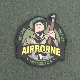 101st Airborne "They Conquered" Rubber Hook & loop Badge