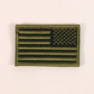 US Flag Patch Hook and Loop Backed. Green. Reversed