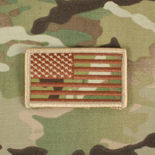 US flag. Hook and loop backed. Multicam.