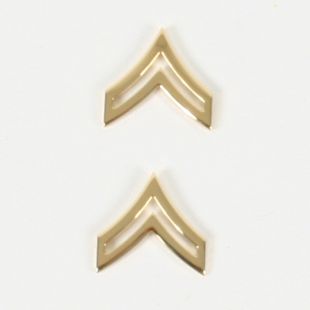 US Metal rank Corporal badges. Gold