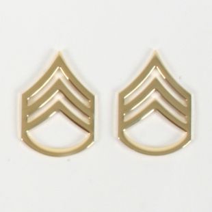 US metal rank Staff Sergeant badges. Gold