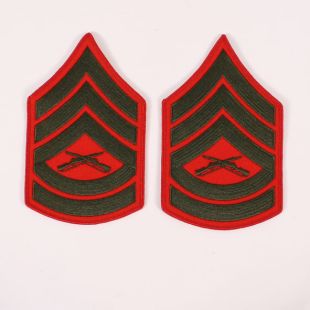 USMC Gunnery Sergeant Stripes Green on Red for service tunic