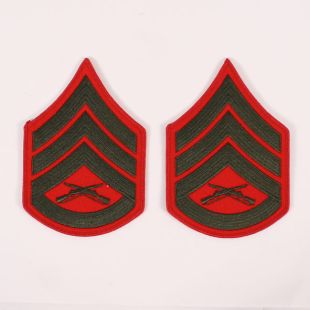 USMC Staff Sergeant Stripes Green on Red for service tunic