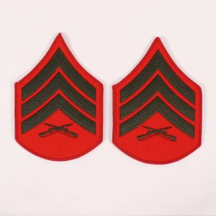USMC Sergeant Stripes Green on Red for service Green Tunic
