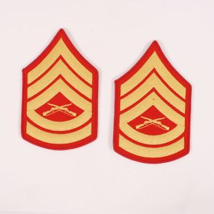 USMC Gunnery Sergeant Stripes Gold on Red for dress blue tunic
