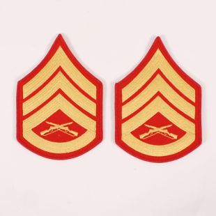 USMC Staff Sergeant Stripes Gold on Red for dress blue tunic