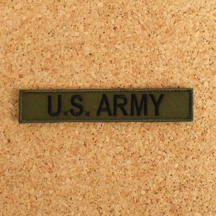 US Army Name Tape Black on Green with Hook and Loop Back