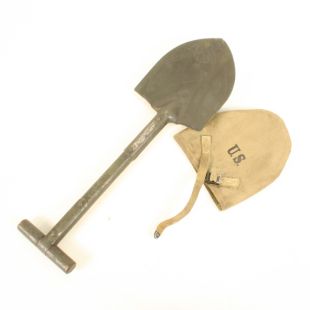 Original WW2 US M1928 E tool and Replica cover from The Monuments Men film