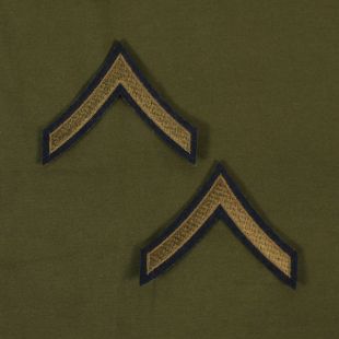 Private First Class American WW2 Army PFC Rank Stripes Green on Blue.
