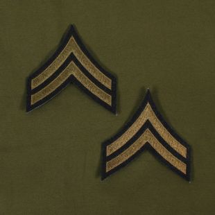 Corporal American WW2 Army Rank Stripes Green on Blue.