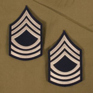 Master Sergeant Rank Stripes. Khaki on Blue.