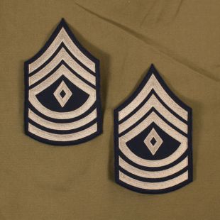First Sergeant Rank Stripes. Khaki on Blue.