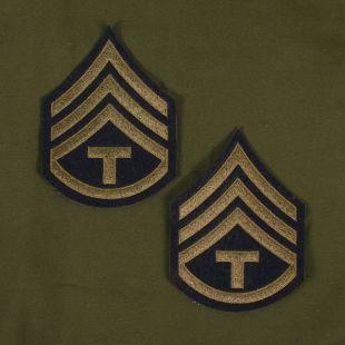WW2 US Army M43 Technician 3rd Grade Rank Stripes. Green on Blue
