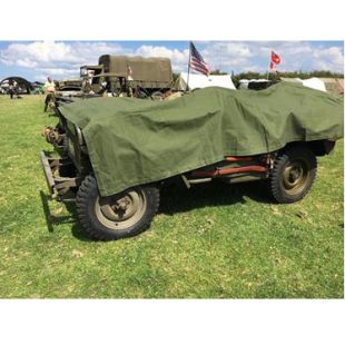  Jeep Canvas Cover 12 x 8ft  Green Tarp with Brass Eyelets 