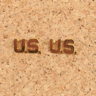 American Officers US Letters Metal Collar Badges with Pin Back Fastener