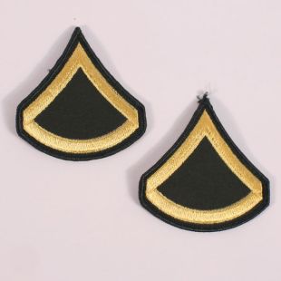 Private First Class (PFC) Rank Stripes. Gold on Green