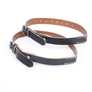 Black Leather Zeltbahn Strap with grey buckles x 2 by FAB