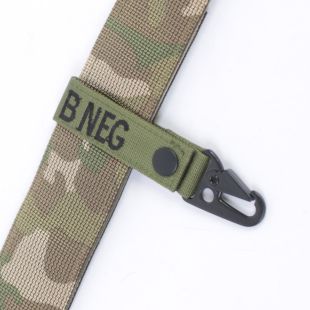 Blood Group key Ring Carabiner & Molle helmet clip. Green B Neg