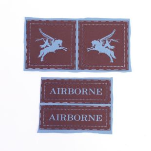 British 1st & 6th Dark Blue Printed Airborne Division Badge Set